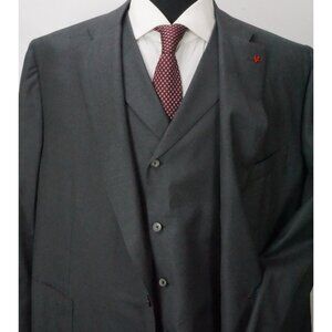 Isaia Sanita Gray 130s Wool 3 Pc Suit Jacket Vest Pants Sz 50R BRAND NEW BIG GUY